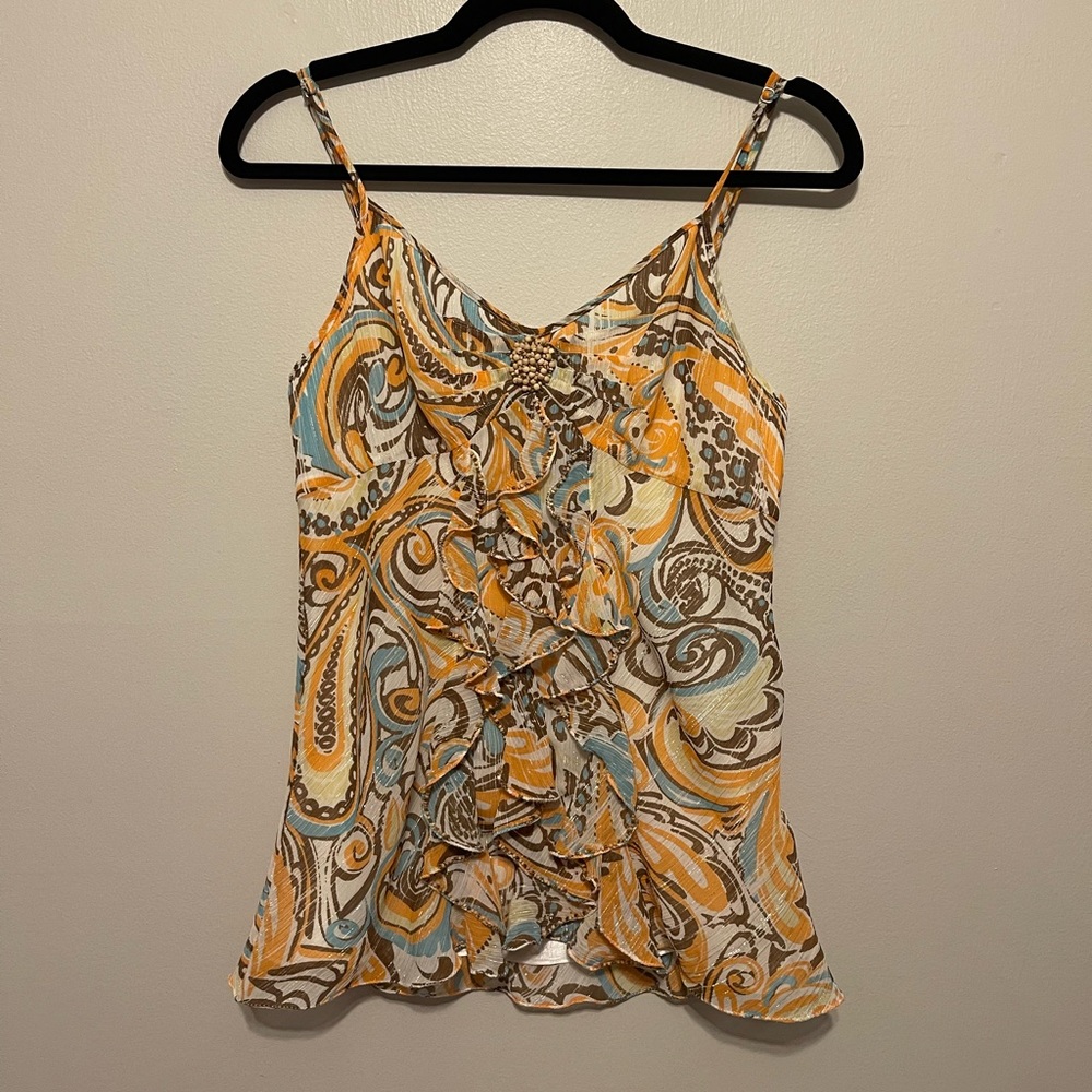 CE Vintage Y2K Beaded Ruffle Tank Top